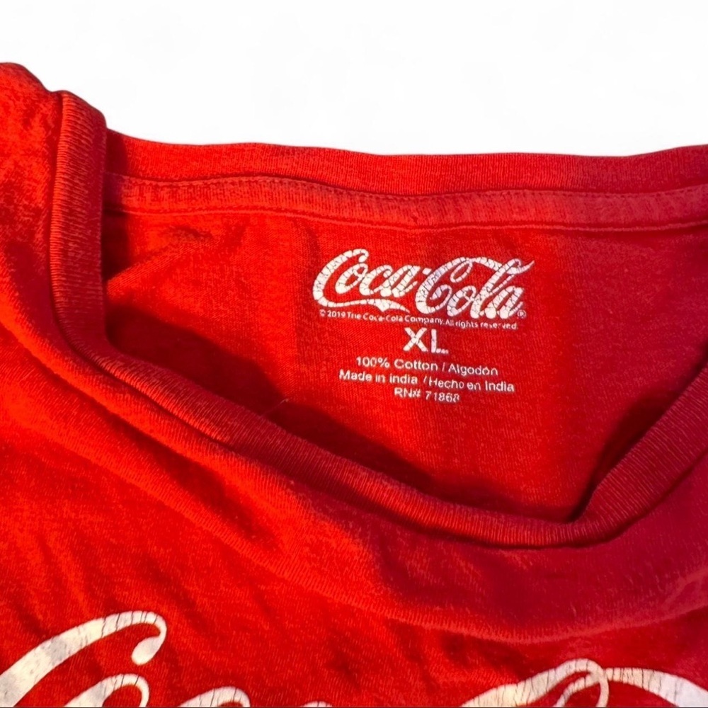 Vintage Coca Cola Red and White Short Sleeve Logo T Shirt size XL - Picture 3 of 4